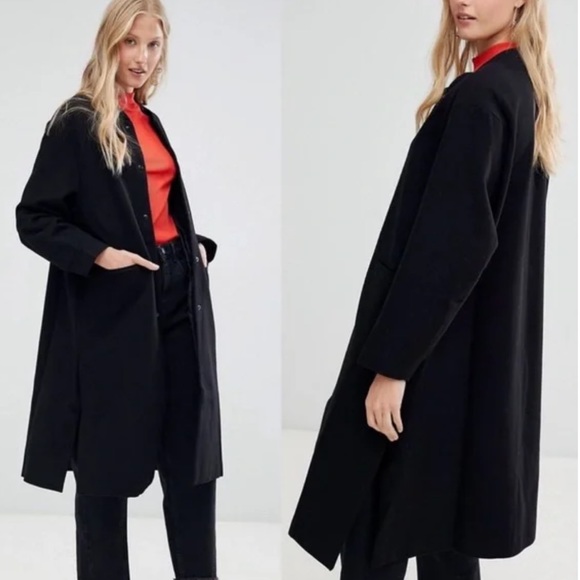 Anthropologie DRA Los Angeles Black Leanne Snap-Up Coat - Picture 1 of 5